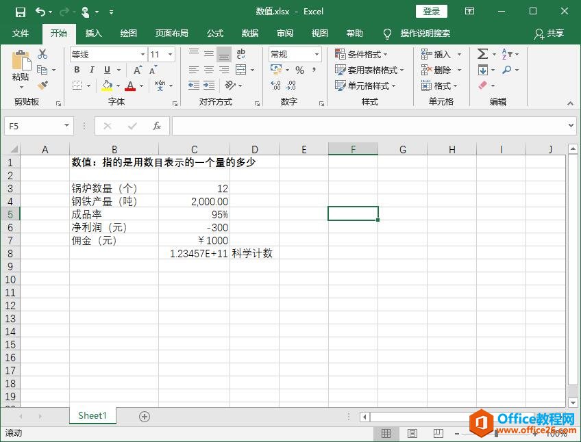 Excel2016 数值