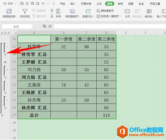 WPS excel表格中的数据瞬间分类汇总