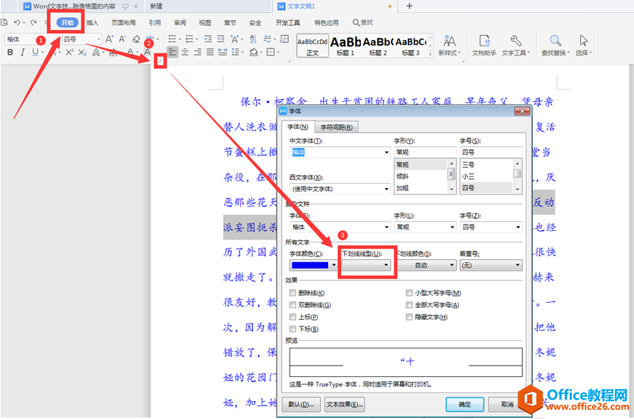 WPS添加双下划线,word添加双下划线