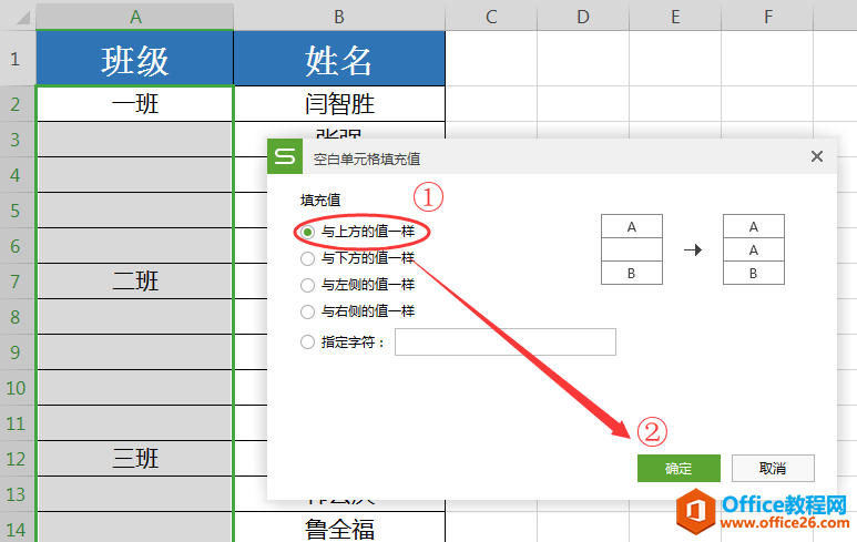 WPS excel如何快速填充不连续的空单元格