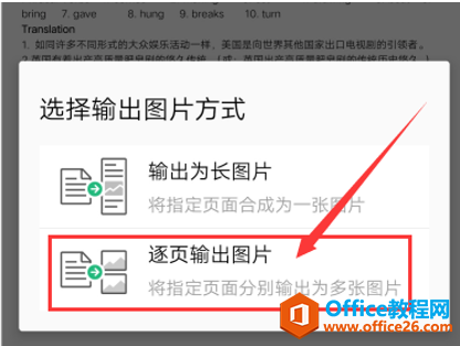 如何在手机版WPS里将文档逐页输出图片