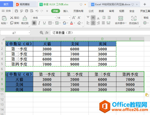 WPS Excel 中如何实现行列互换