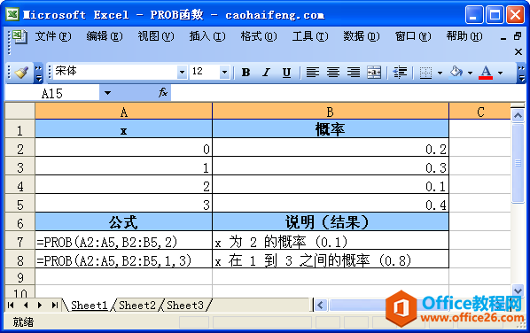 Excel中使用PROB函数