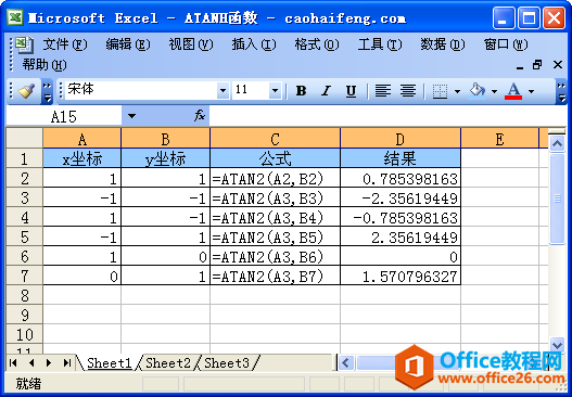 Excel中使用ATANH函数