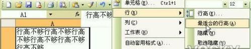 Excel2003单元格输入文字自动调整行高和列宽