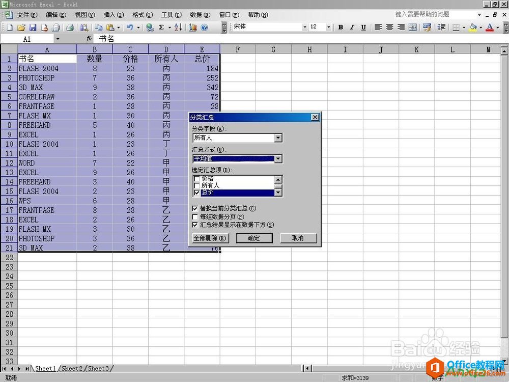 分类汇总,Excel,电子表格,office