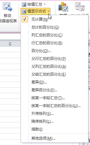 Excel2010数据透视表中的各种值显示方式