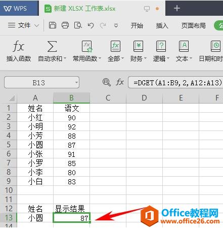 WPS表格办公—DGET函数的用法