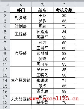 自动筛选合并的单元格示例