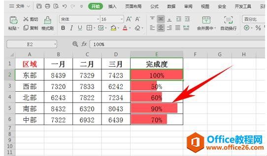 WPS表格办公—给百分比数据添加数据条的方法