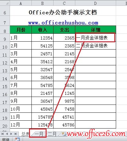 将Excel中单元格超链接到指定工作表的方法