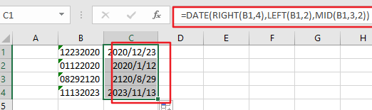 Excel中将mmddyy文本转换为日期