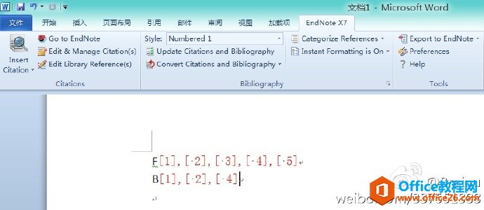 EndNote修改引文格式连续性编号为括号