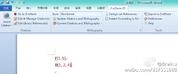 EndNote修改引文格式连续性编号为括号