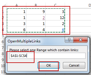 Excel中如何一次打开多个链接