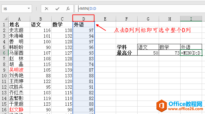 如何从海量成绩中查找到语文的最低成绩