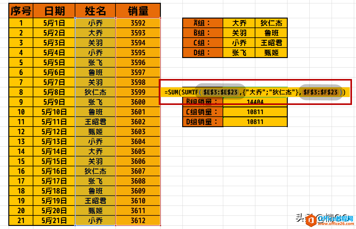 Excel小技巧——利用sumif函数完成多条件求和