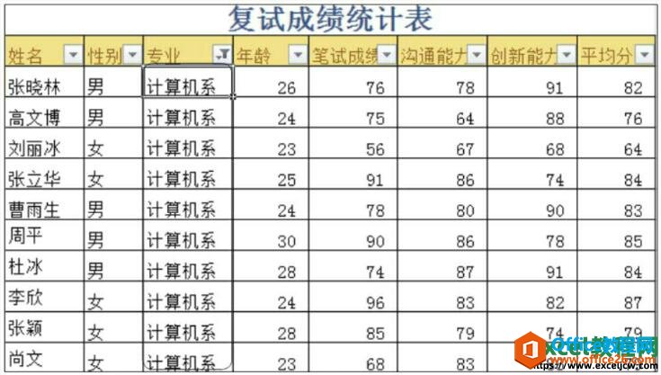 自动筛选数据的结果