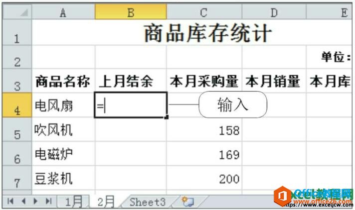 在单元格中输入等号