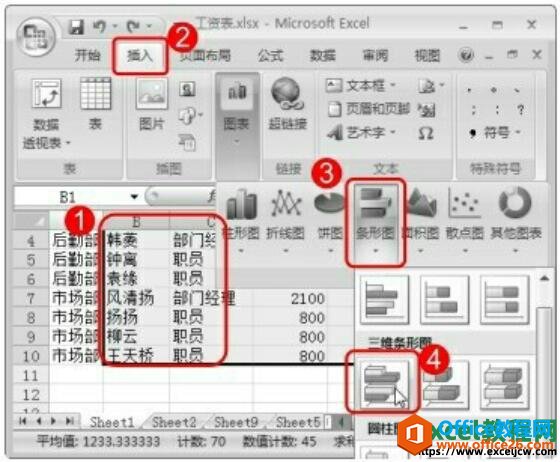 在excel2007表格中创建图表