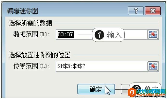 excel2010编辑迷你图对话框