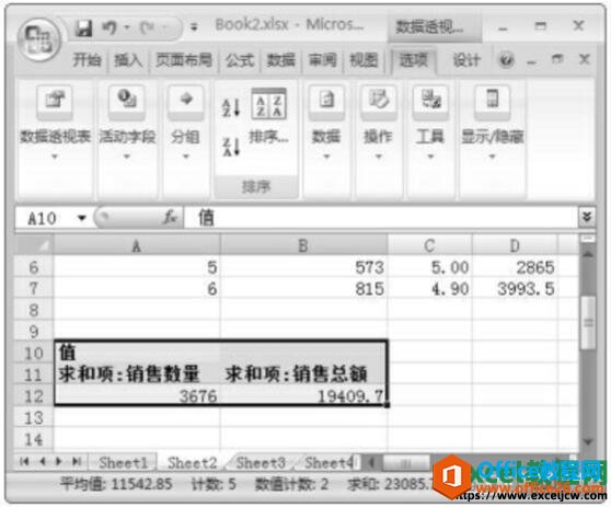 excel2007数据透视表创建成功