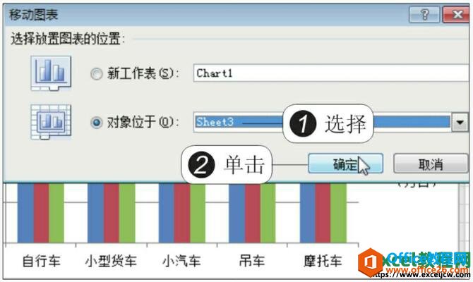 excel移动图表到新工作表中