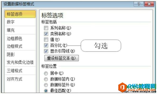 excel2010设置数据标签格式对话框