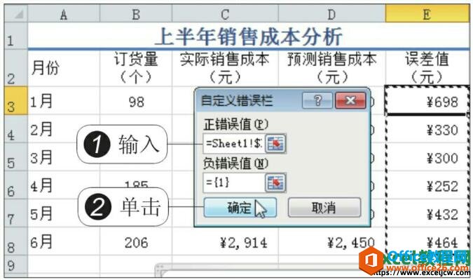 excel图表中自定义错误值