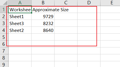 Excel中如何获取工作簿中每个工作表的数据大小