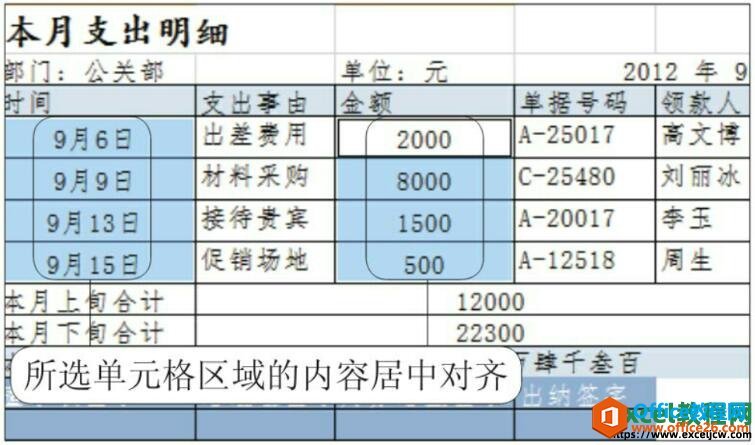 设置excel单元格文本对齐方式