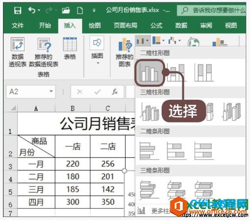 使用excel软件的功能区创建图表