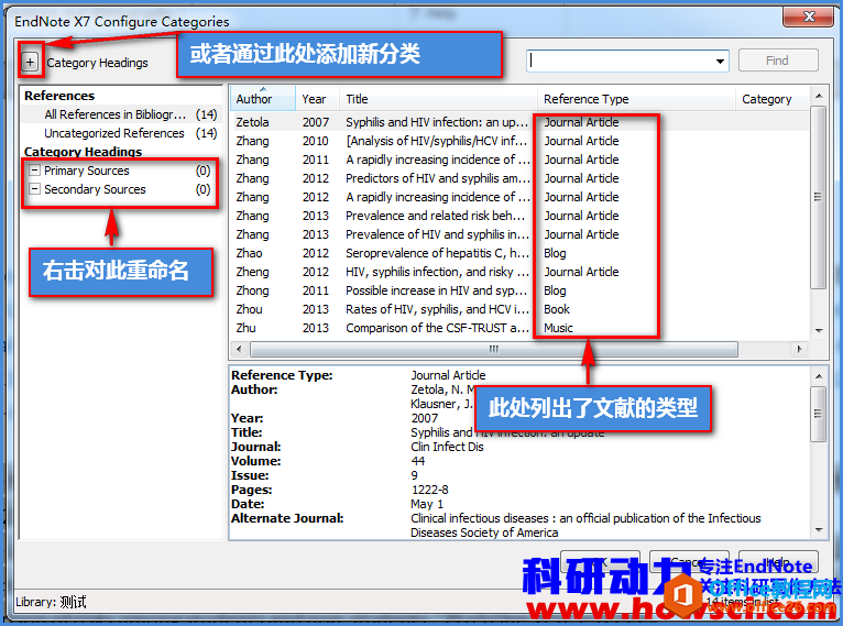 EndNote为参考文献分类显示
