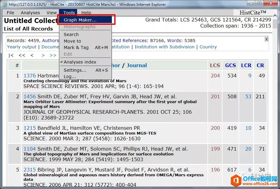图15HistCite开启“GraphMaker”