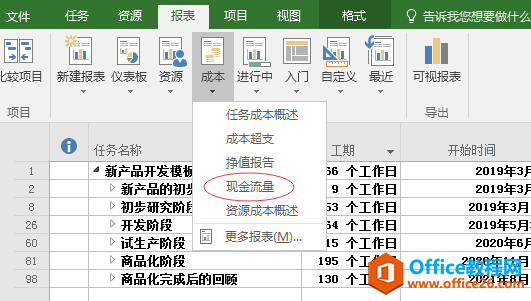 Project 2016中现金流量如何查看？