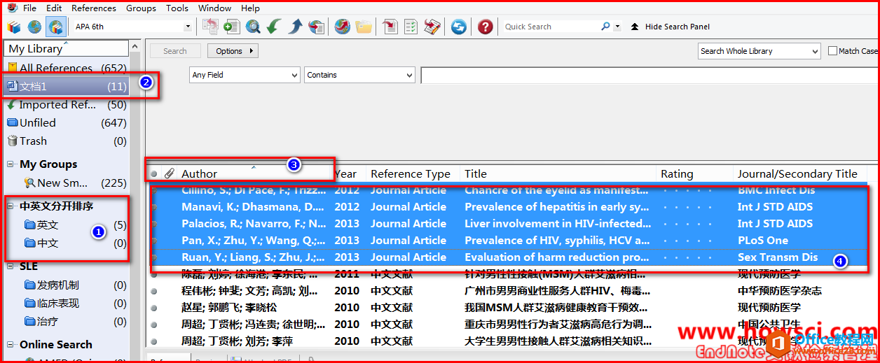 EndNote中英文文献分开排序方法