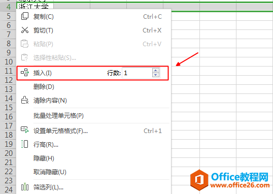 想在excel表格中插入一行，单击右键没有「插入」按钮