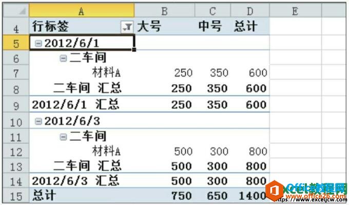 数据透视表筛选结果显示