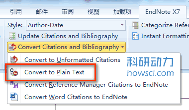 删除 EndNote 在 Word 中插入文献的链接