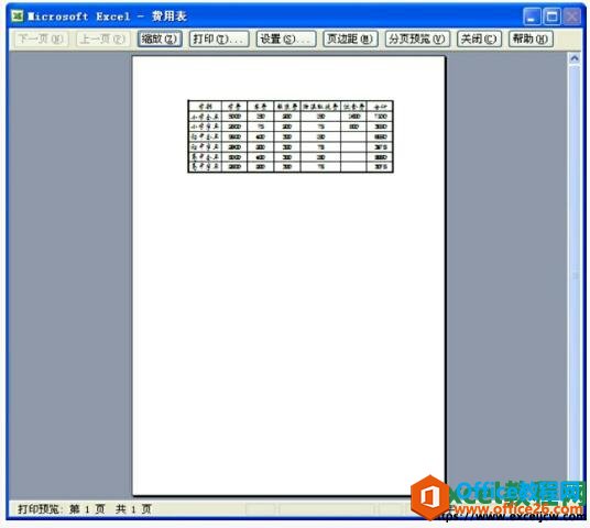 excel2003打印预览工作表