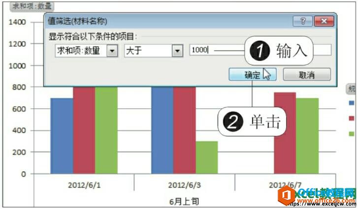 显示数据透视图筛选的结果