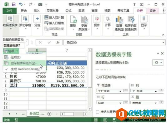 excel显示报表筛选页对话框