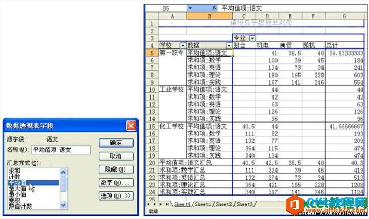 excel2003数据透视表字段对话框