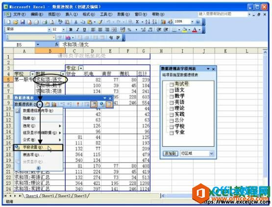 excel数据透视表字段布局