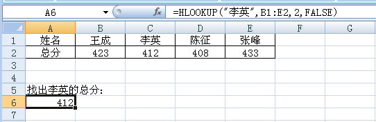 HLookup函数 语法及实例