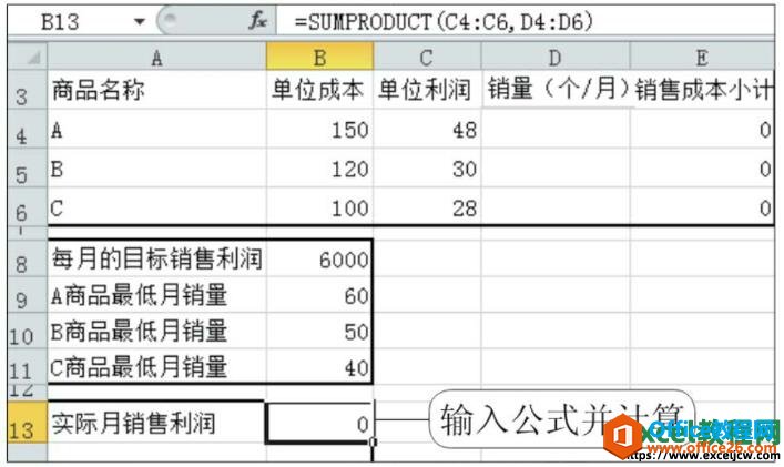 excel计算实际月销售利润