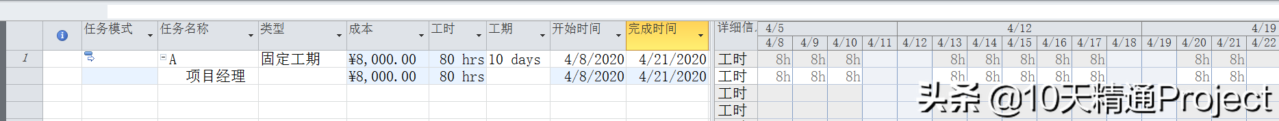 [Project教程] 在Project软件中如何处理加班工时