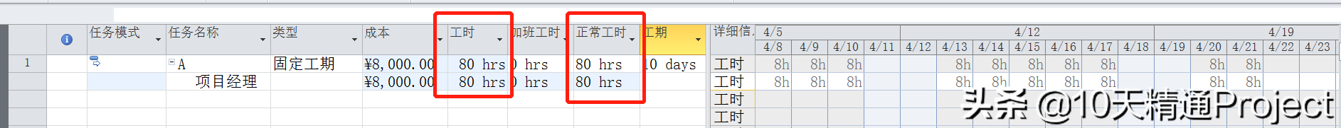 [Project教程] 在Project软件中如何处理加班工时
