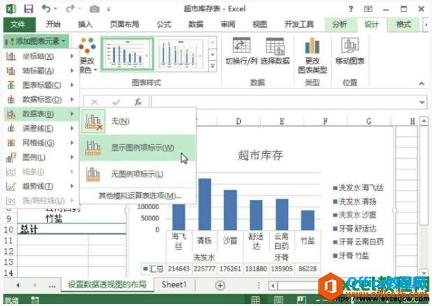 设置数据表的显示位置