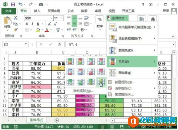 excel2013色阶展示数据的大小